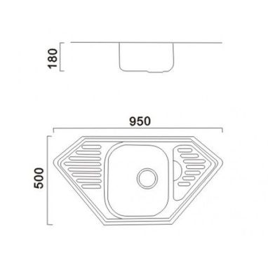 HAIBA Мойка врезная для кухни 95x50 Decor угловая декор (HB0574)