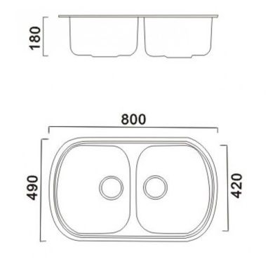 HAIBA Мойка врезная для кухни Double 80x49 Decor без крыла декор (HB0572)