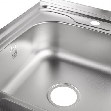 KRONER Мойка накладная для кухни KRP Dekor-6080L 0.6 мм 160 мм правое крыло декор (CV022814)