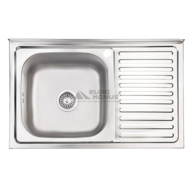 KRONER Мойка накладная для кухни KRP Satin-5080L 0.8 мм 180 мм правое крыло матовая (CV022820)