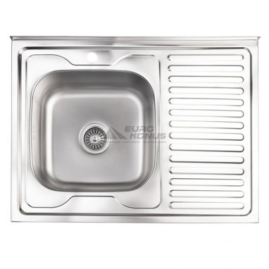 KRONER Мойка накладная для кухни KRP Satin-6080L 0.6 мм 160 мм правое крыло матовая (CV022825)