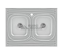 KRONER Мойка накладная для кухни KRP Satin-6080Z 0.8 мм 180 мм без крыла матовая (CV022827)