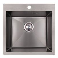 KRONER Мойка врезная для кухни KRP PVD Schwarze-5050HM 3.0/1.0 мм 220 мм без крыла матовая черная (CV022793)