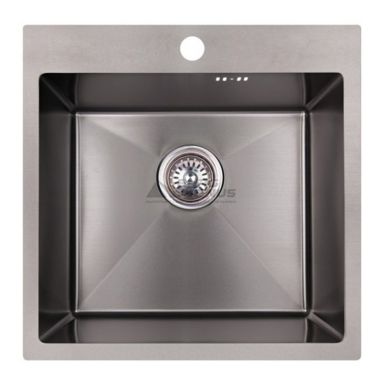 KRONER Мойка врезная для кухни KRP PVD Schwarze-5050HM 3.0/1.0 мм 220 мм без крыла матовая черная (CV022793)