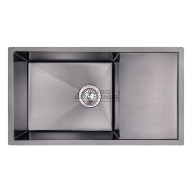 KRONER Мойка врезная для кухни KRP PVD Schwarze-7844LHM 3.0/1.0 мм 200 мм правое крыло матовая черная (CV022795)