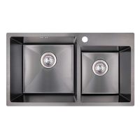 KRONER Мойка врезная для кухни KRP PVD Schwarze-7843ZHM 3.0/1.0 мм 220 мм без крыла матовая черная (CV022797)