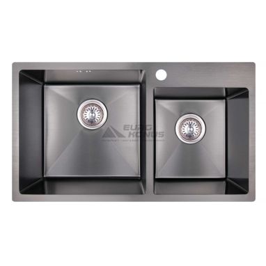 KRONER Мойка врезная для кухни KRP PVD Schwarze-7843ZHM 3.0/1.0 мм 220 мм без крыла матовая черная (CV022797)