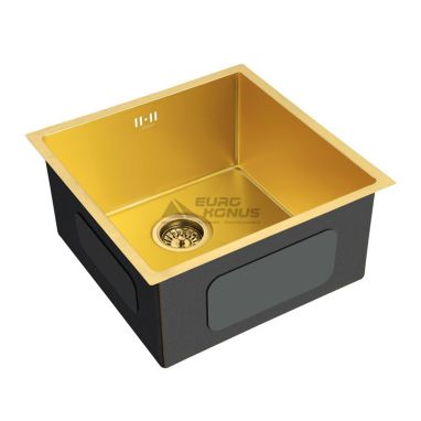 MIXXUS Мийка врізна для кухні MX4843 220x1.0 PVD Gold без крила матова золота