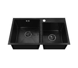 MIXXUS Мийка врізна для кухні MX7843 220x1.0 PVD Black без крила матова чорна