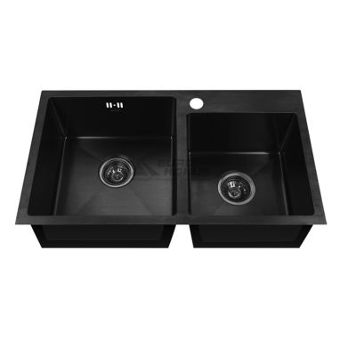 MIXXUS Мийка врізна для кухні MX7843 220x1.0 PVD Black без крила матова чорна