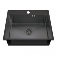 MIXXUS Мийка врізна для кухні MX5843 200x1.0 PVD Black без крила матова чорна
