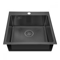 MIXXUS Мийка врізна для кухні MX5050 200x1.0 PVD Black без крила матова чорна