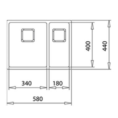 TEKA Мойка под столешницу для кухни FLEXLINEA RS15 2B 580 без крыла полированная (115030010)