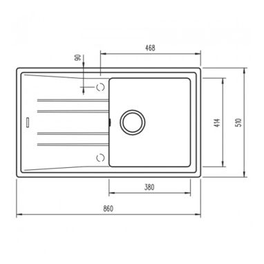 TEKA Кухонная мойка из тегранита Stone 50 B-TG 1B 1D черный металлик (115330017)