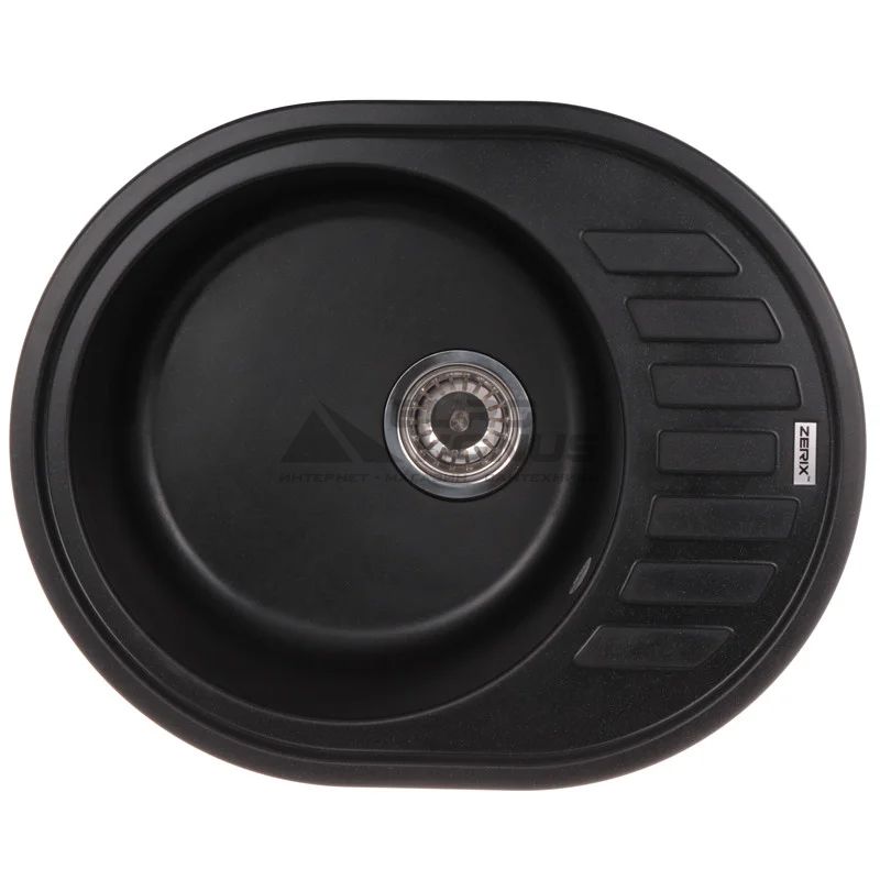 ZERIX Мойка врезная для кухни ZS-6250R-03 оборотная черный (ZX4548)