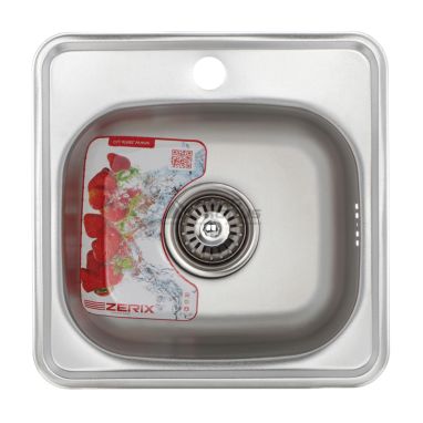 ZERIX Мойка врезная для кухни Z3838-06-160E Satin без крыла матовая (ZM0555)