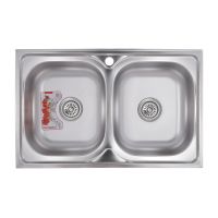 ZERIX Мойка накладная для кухни Z8050D-08-180MD Double Micro Decor без крыла микродекор (ZM0613)