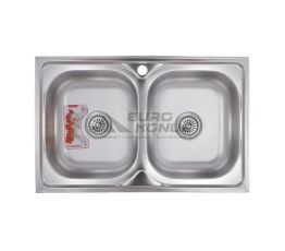 ZERIX Мойка накладная для кухни Z8050D-08-180MD Double Micro Decor без крыла микродекор (ZM0613)