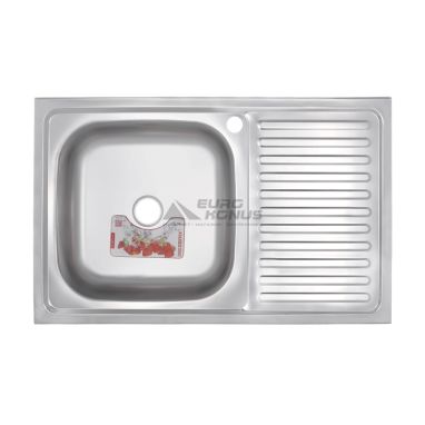 ZERIX Мойка накладная для кухни Z8050L-06-160P Polish правое крыло полированная (ZS0593)