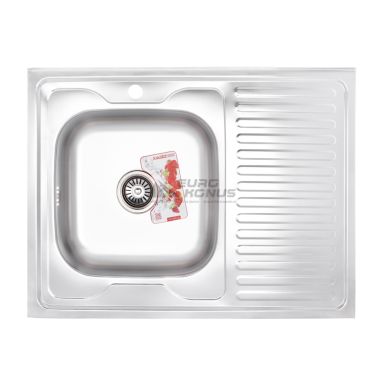 ZERIX Мойка накладная для кухни Z8060L-06-160P Polish правое крыло полированная (ZS0602)