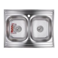 ZERIX Мойка накладная для кухни Z8060B-08-180MD Double Micro Decor без крыла микродекор (ZS0611)