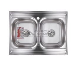 ZERIX Мойка накладная для кухни Z8060B-08-180MD Double Micro Decor без крыла микродекор (ZS0611)