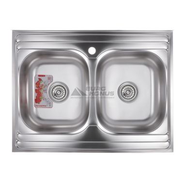 ZERIX Мойка накладная для кухни Z8060B-08-180MD Double Micro Decor без крыла микродекор (ZS0611)