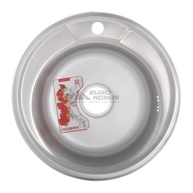 ZERIX Мойка врезная для кухни Z490-06-180D Decor без крыла декор (ZX1583)