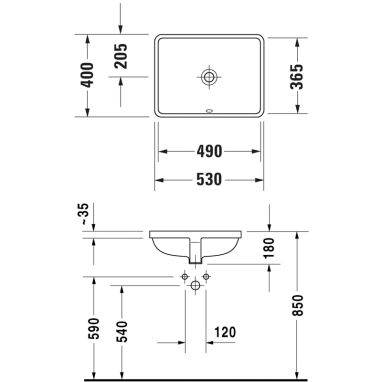 DURAVIT Умывальник под столешницу для ванной комнаты Starck 3 (0305490000)
