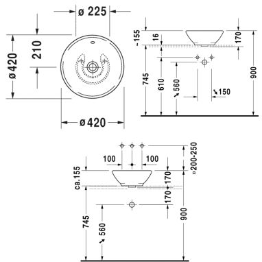 DURAVIT Умывальник накладной Bacino (0325420000)