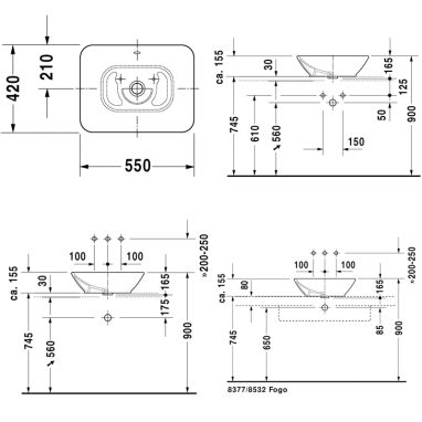 DURAVIT Умывальник накладной Bacino (0334520000)