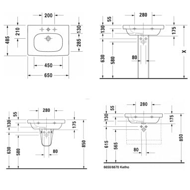 DURAVIT Умывальник подвесной для ванной комнаты D-Code (03426500002)
