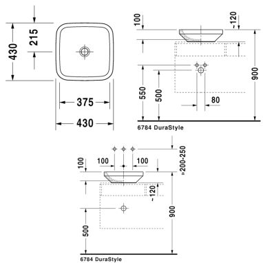 DURAVIT Умывальник накладной DuraStyle (0349430000)