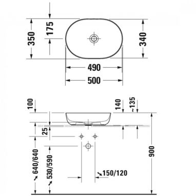 DURAVIT Умывальник накладной LUV (0379502600)