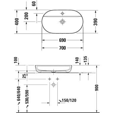 DURAVIT Умывальник накладной LUV (0380700000)