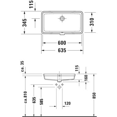 DURAVIT Умывальник под столешницу для ванной комнаты Vero Air (0384600000)