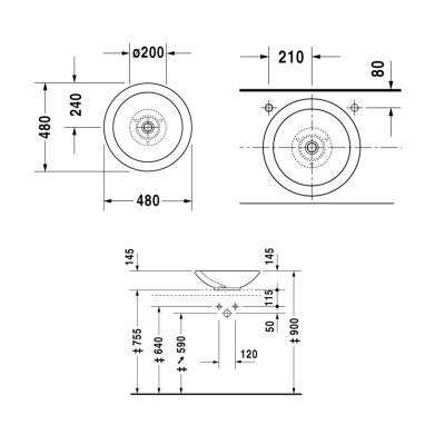 DURAVIT Умывальник накладной BAGNELLA (0451480000)