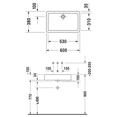 DURAVIT Умывальник накладной Vero (0455600000)