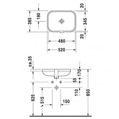 DURAVIT Умывальник под столешницу для ванной комнаты HAPPY D.2 (0457480000)