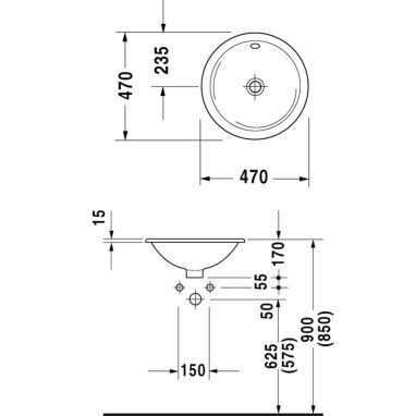 DURAVIT Умывальник врезной для ванной комнаты Architec (0468470000)