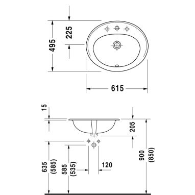 DURAVIT Умывальник врезной для ванной комнаты DuraPlus (0472620000)