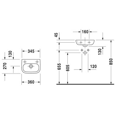 DURAVIT Умывальник подвесной для ванной комнаты D-Code (07053600092)