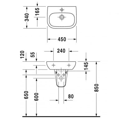 DURAVIT Умывальник подвесной для ванной комнаты D-CODE (07054500002)