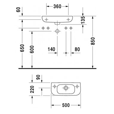 DURAVIT Умывальник подвесной для ванной комнаты D-Code (07065000082)