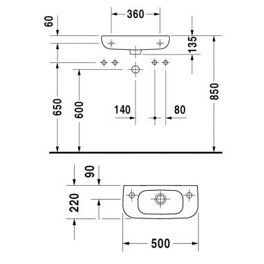 DURAVIT Умывальник подвесной для ванной комнаты D-Code (07065000092)