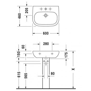 DURAVIT Умывальник подвесной для ванной комнаты D-CODE (23106000002)