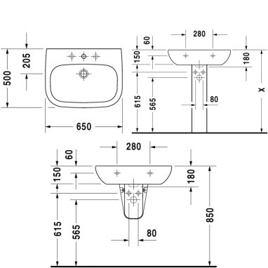 DURAVIT Умывальник подвесной для ванной комнаты D-Code (23106500002)