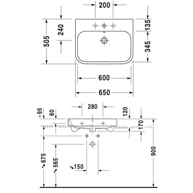 DURAVIT Умывальник подвесной для ванной комнаты Happy D.2 (2318650027)
