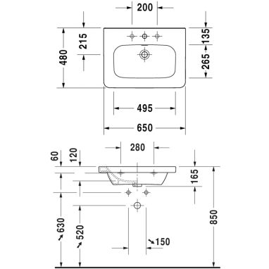 DURAVIT Умывальник подвесной для ванной комнаты DuraStyle (2320650000)