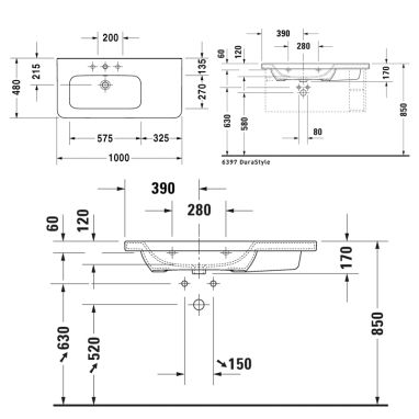 DURAVIT Умывальник подвесной для ванной комнаты DuraStyle (2325100000)
